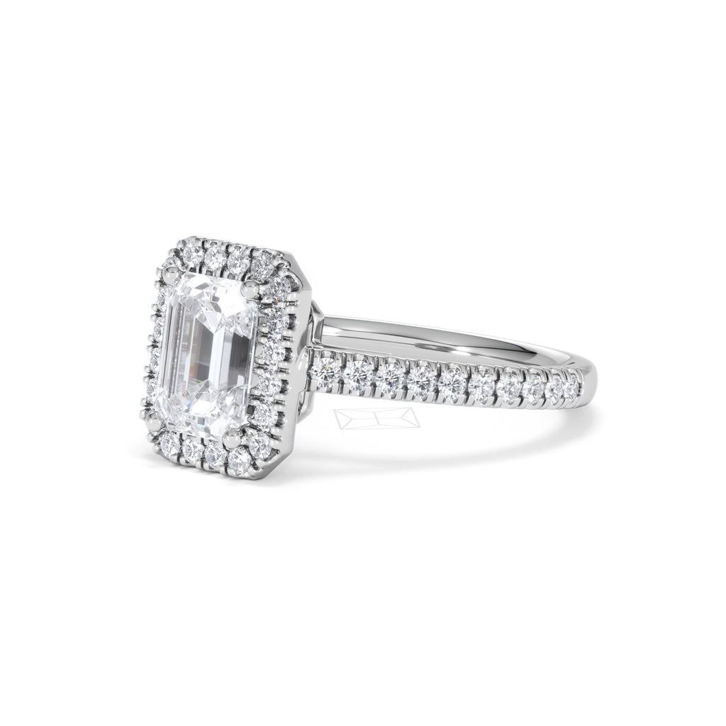 Annabelle Lab Diamond Halo Engagement Ring 18K White Gold 2.15ct F/VS1