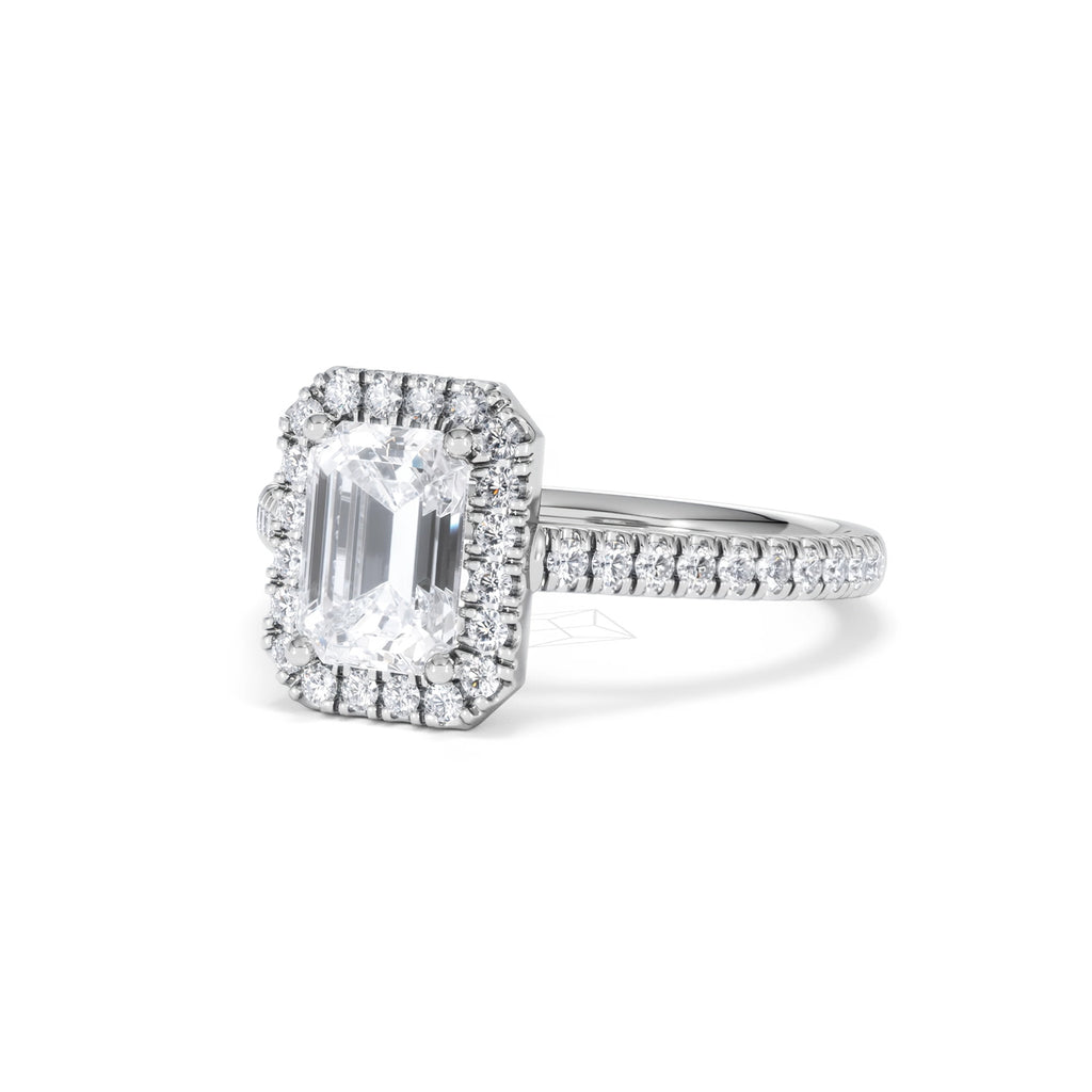 Annabelle Lab Diamond Halo Engagement Ring 18K White Gold 2.15ct F/VS1