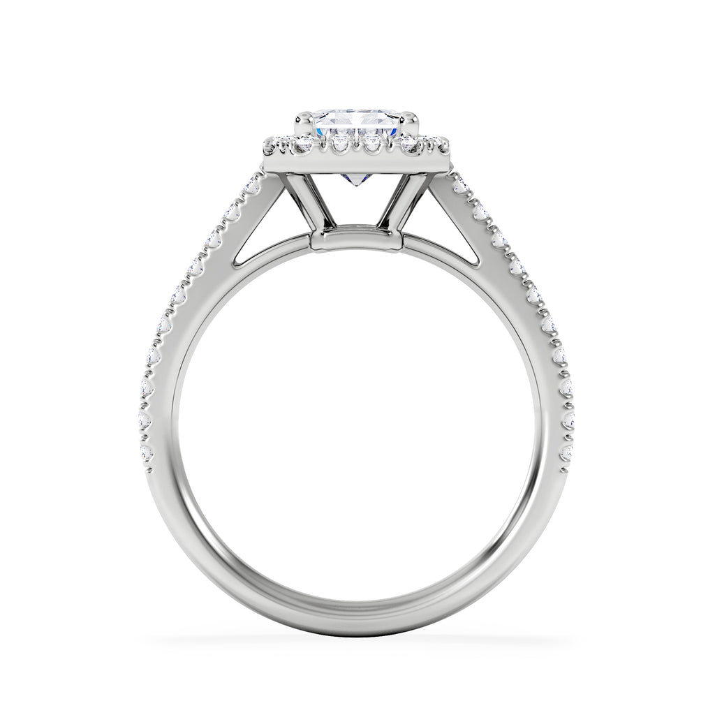 Annabelle Lab Diamond Halo Engagement Ring 18K White Gold 2.15ct F/VS1