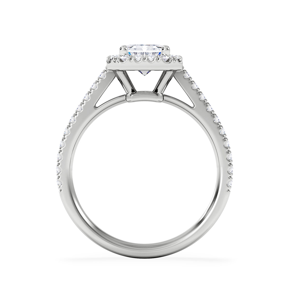 Annabelle Lab Diamond Halo Engagement Ring 18K White Gold 2.15ct F/VS1