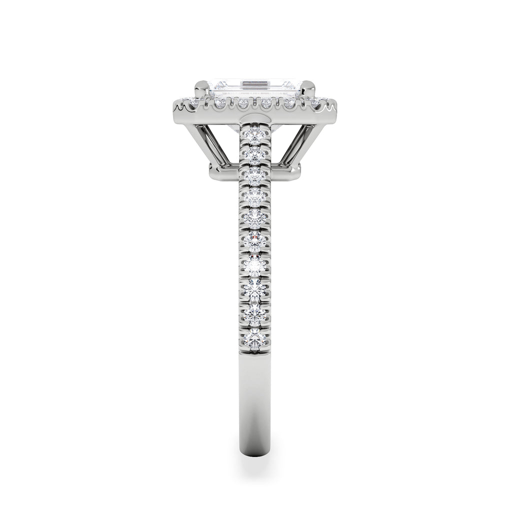 Annabelle Lab Diamond Halo Engagement Ring 18K White Gold 2.15ct F/VS1