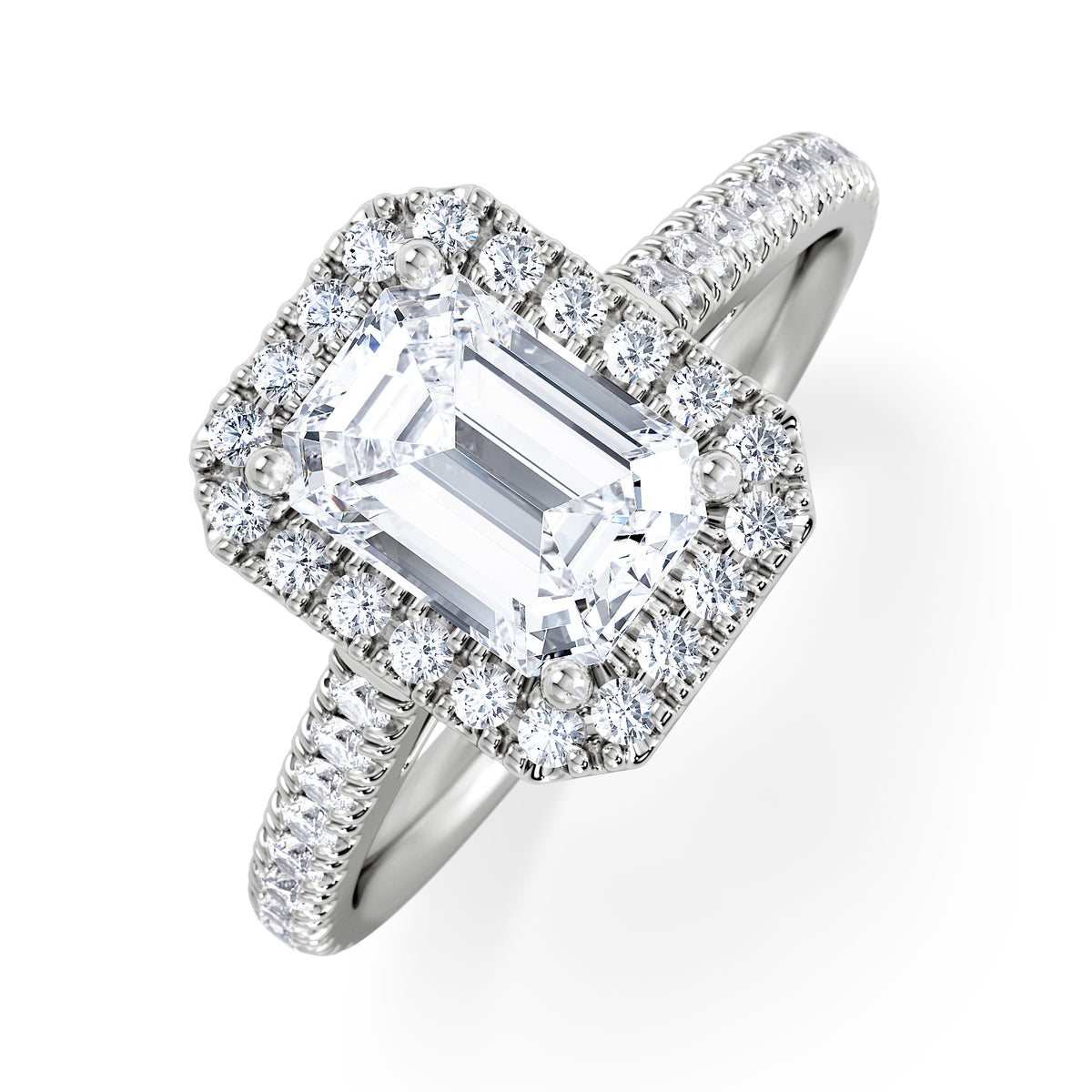 Annabelle Lab Diamond Halo Engagement Ring in Platinum 2.15ct F/VS1
