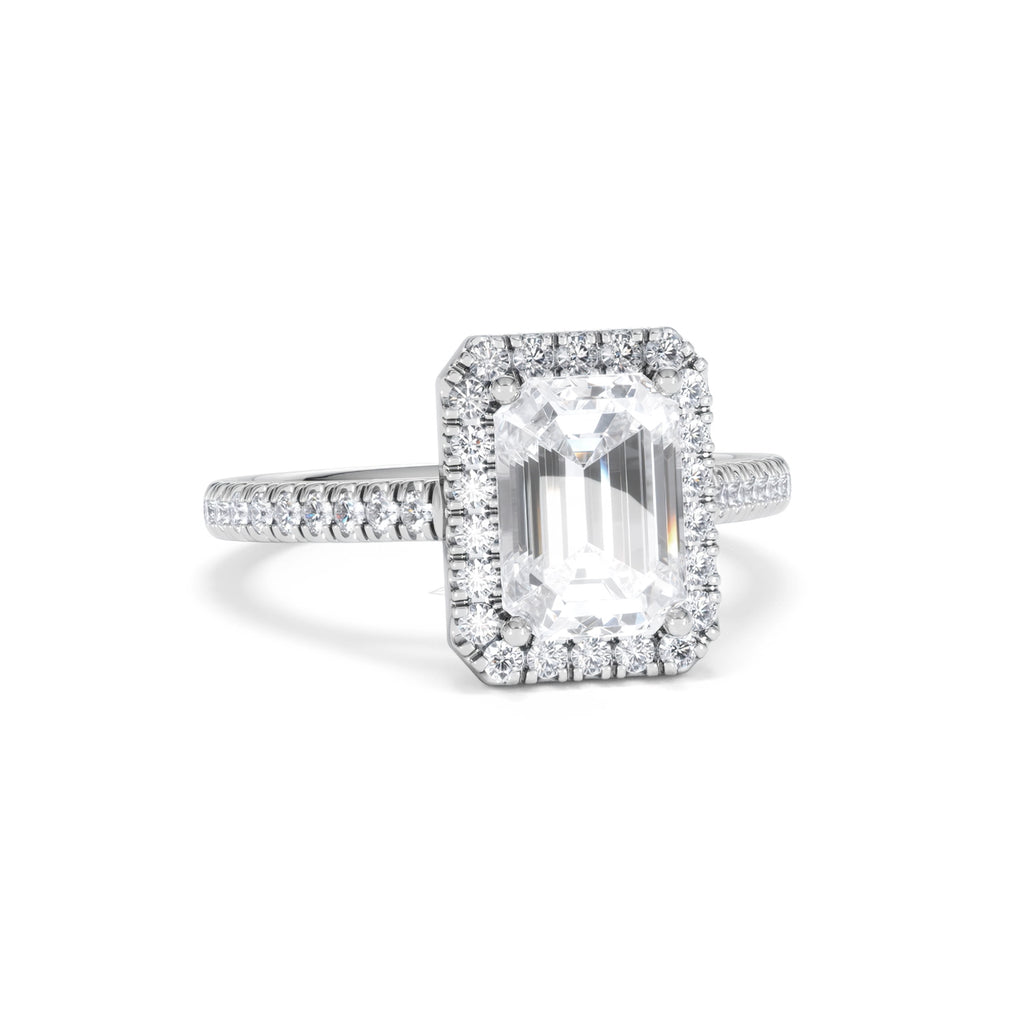 Annabelle Lab Diamond Halo Engagement Ring 18K White Gold 2.75ct F/VS1
