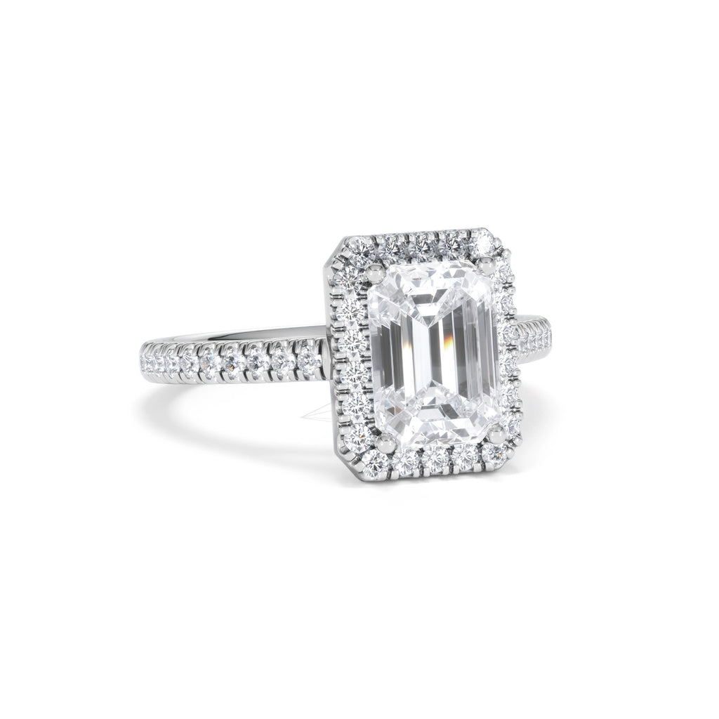 Annabelle Lab Diamond Halo Engagement Ring 18K White Gold 2.75ct F/VS1