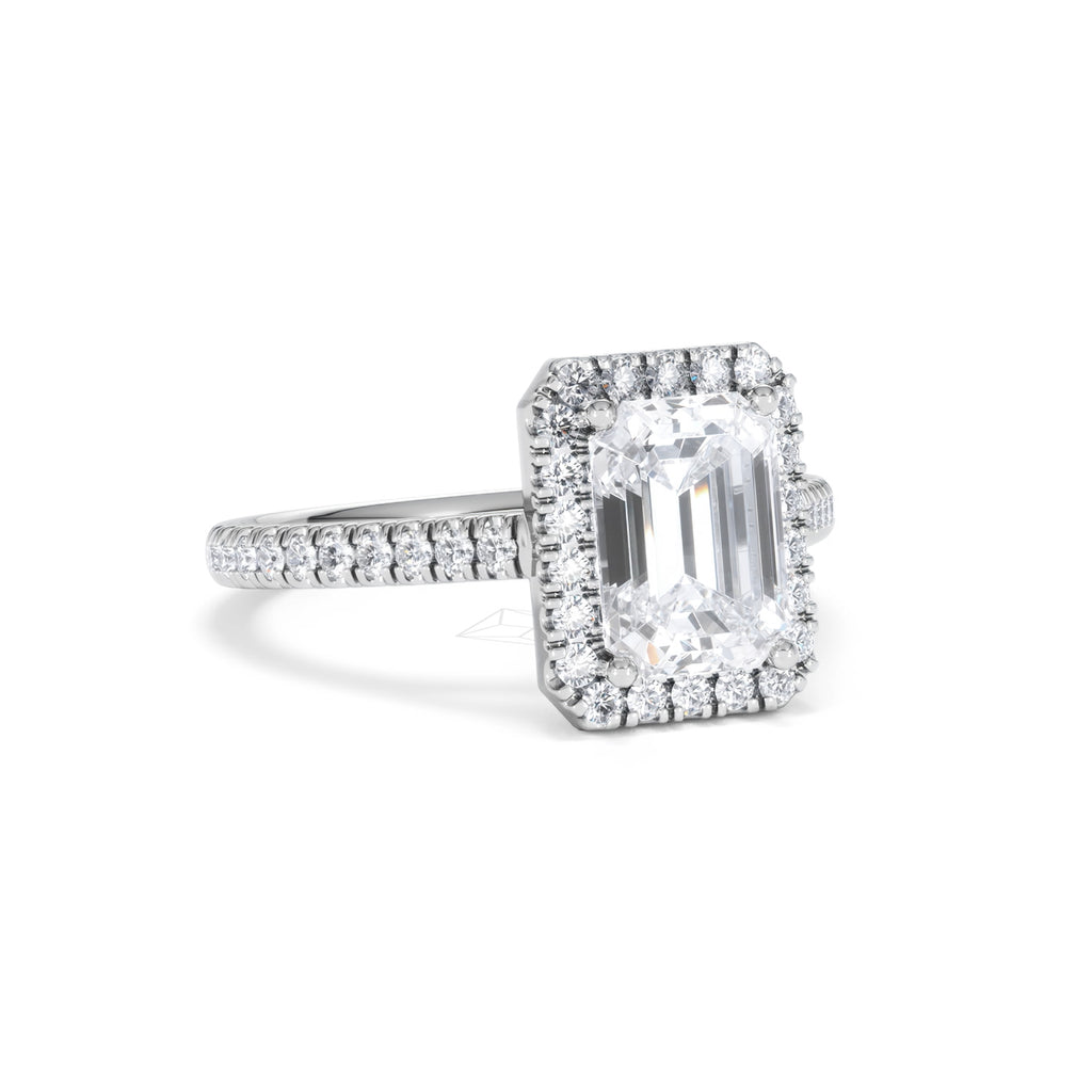 Annabelle Lab Diamond Halo Engagement Ring 18K White Gold 2.75ct F/VS1