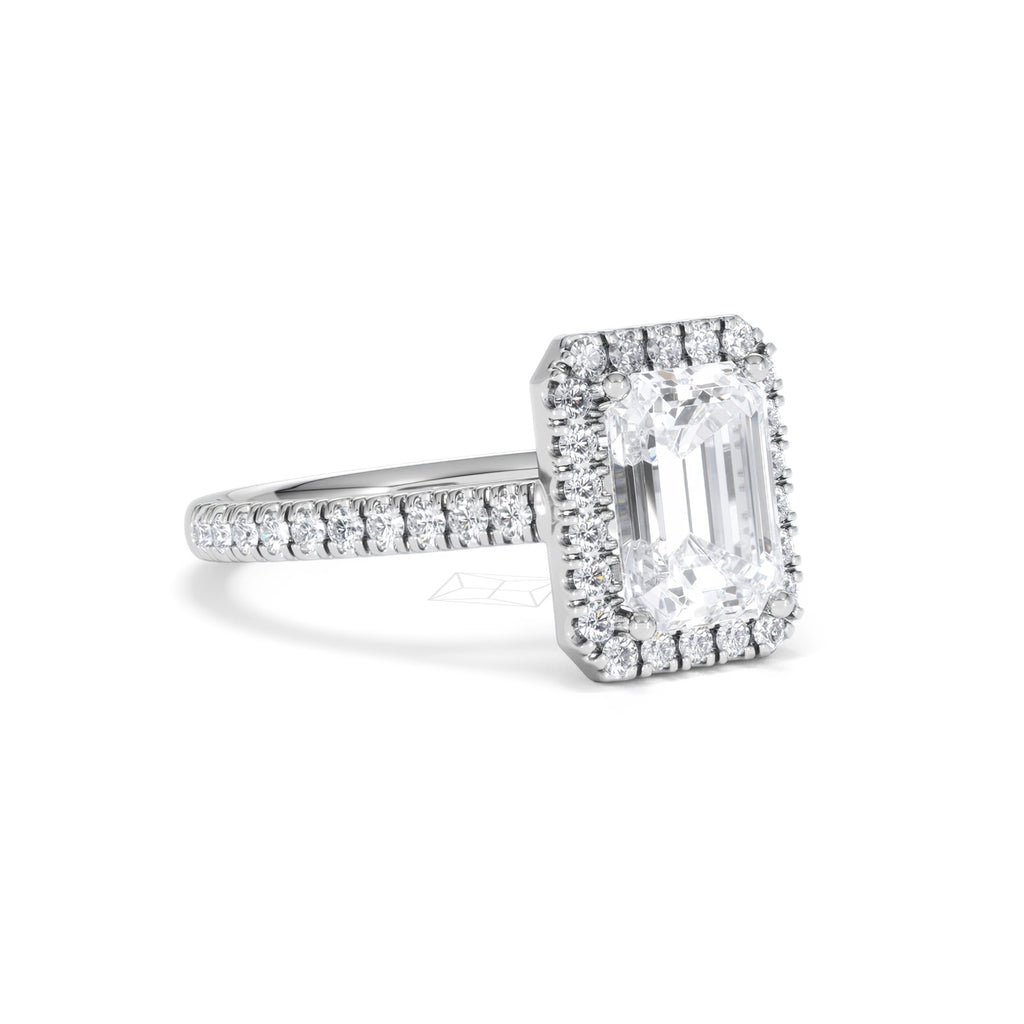 Annabelle Lab Diamond Halo Engagement Ring 18K White Gold 2.75ct F/VS1