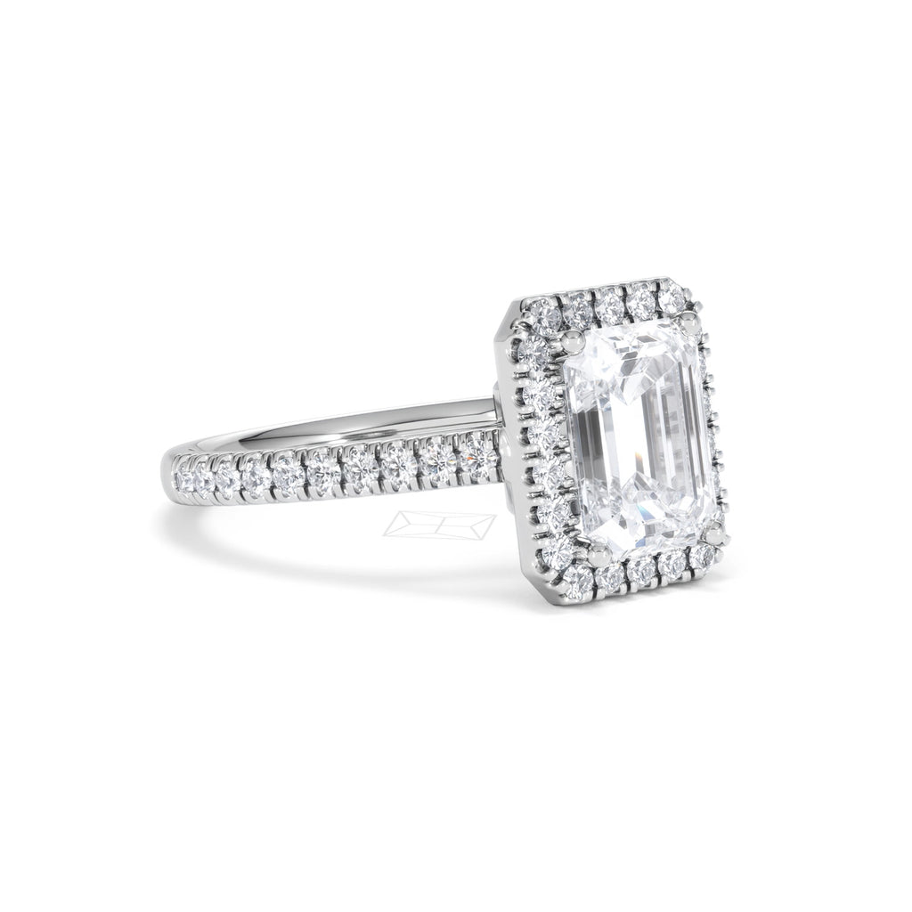Annabelle Lab Diamond Halo Engagement Ring 18K White Gold 2.75ct F/VS1