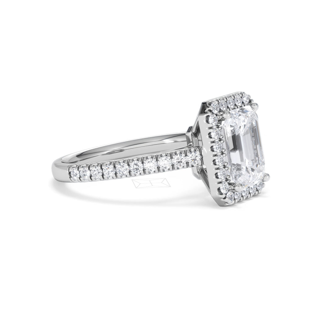 Annabelle Lab Diamond Halo Engagement Ring 18K White Gold 2.75ct F/VS1