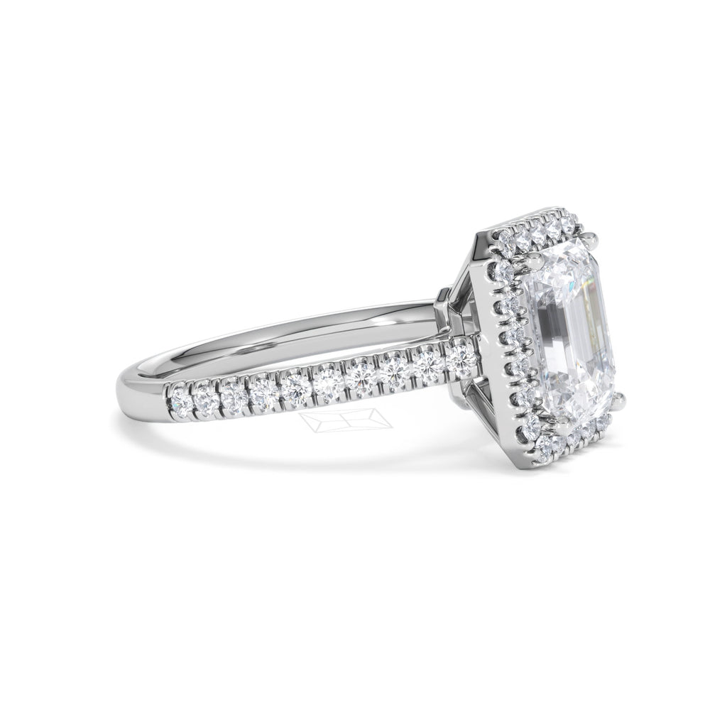Annabelle Lab Diamond Halo Engagement Ring 18K White Gold 2.75ct F/VS1