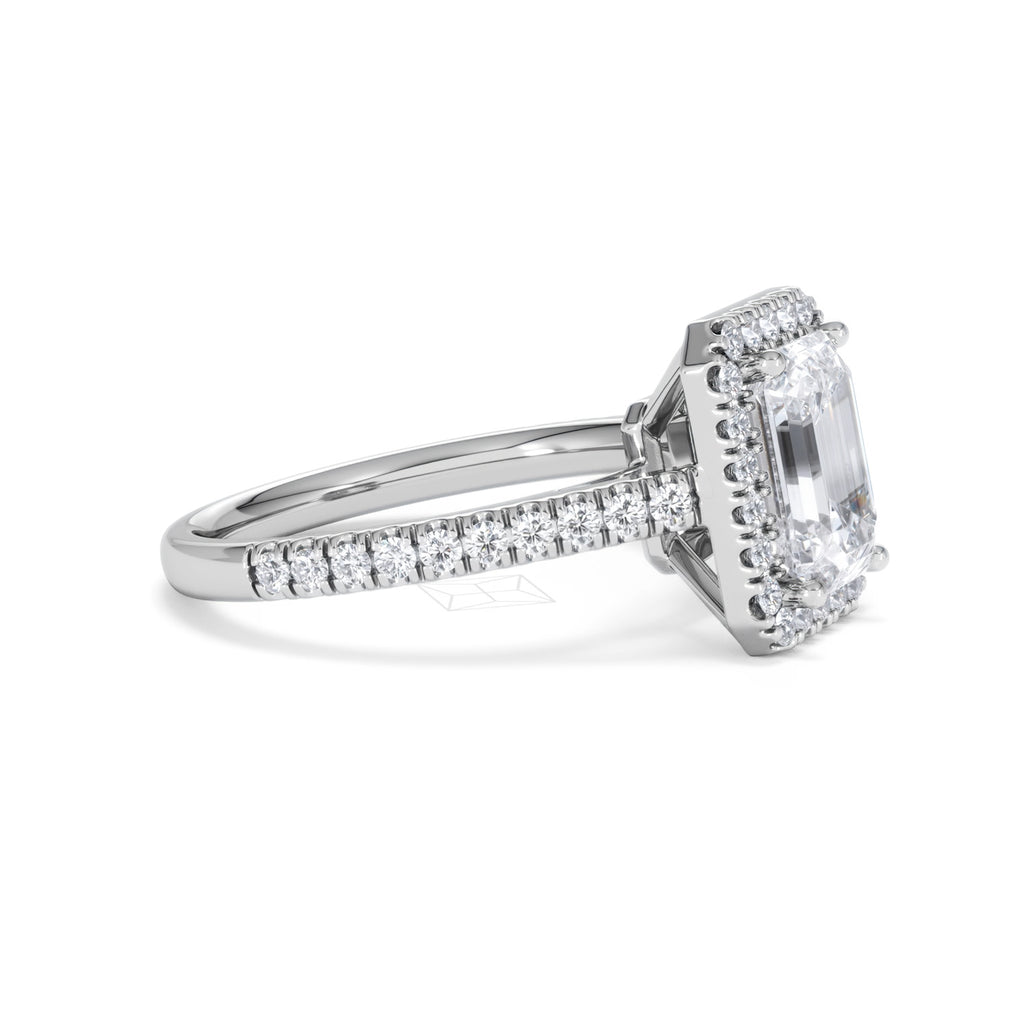 Annabelle Lab Diamond Halo Engagement Ring 18K White Gold 2.75ct F/VS1
