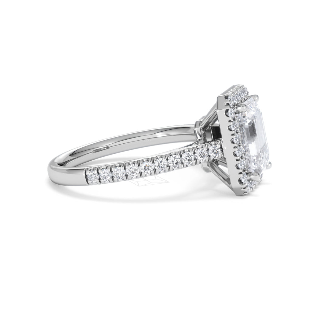 Annabelle Lab Diamond Halo Engagement Ring 18K White Gold 2.75ct F/VS1