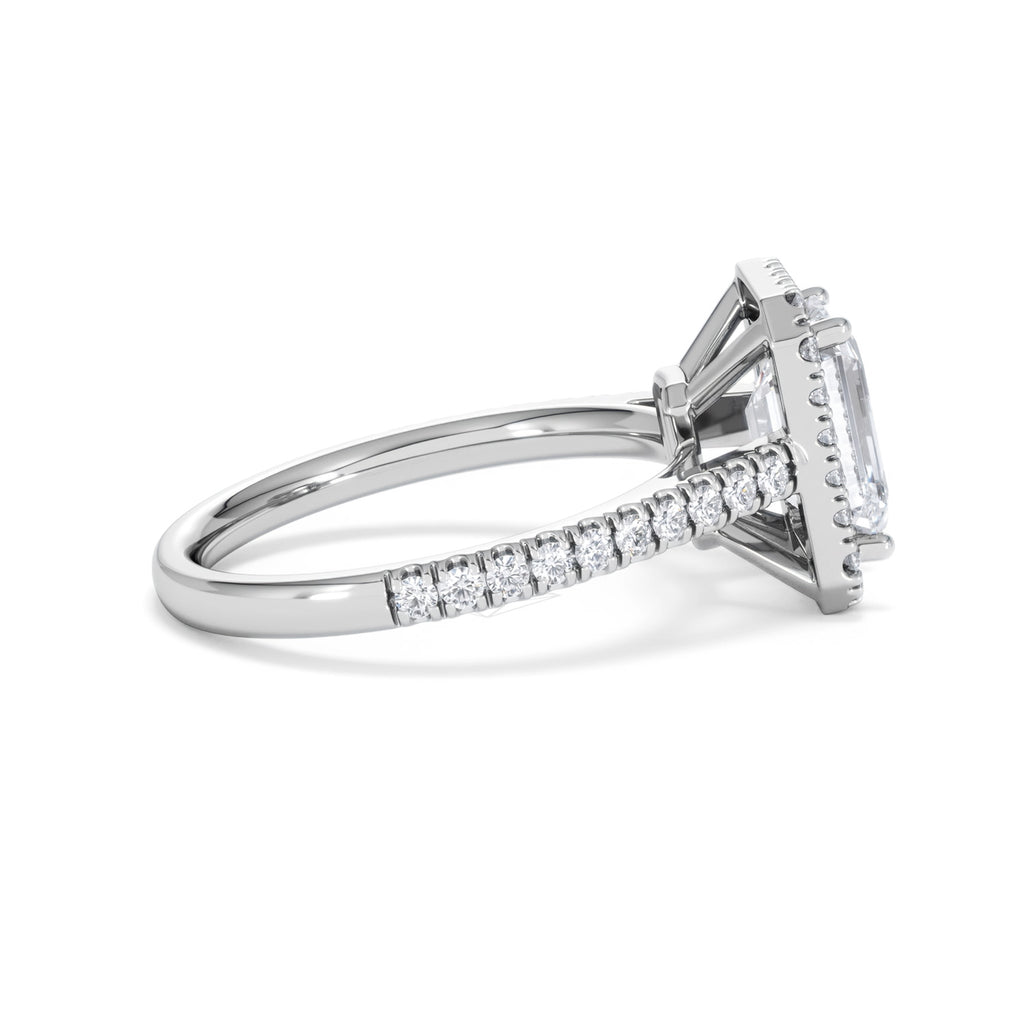 Annabelle Lab Diamond Halo Engagement Ring 18K White Gold 2.75ct F/VS1
