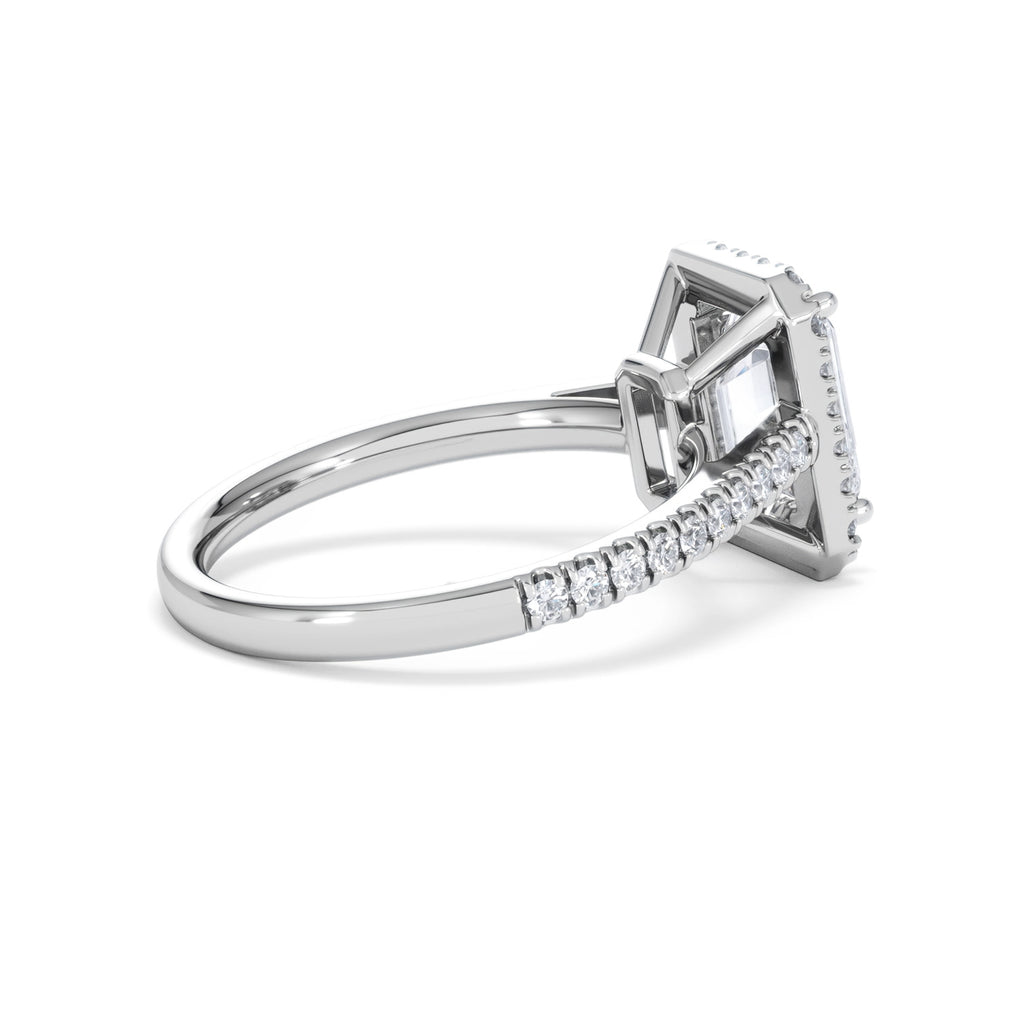 Annabelle Lab Diamond Halo Engagement Ring 18K White Gold 2.75ct F/VS1