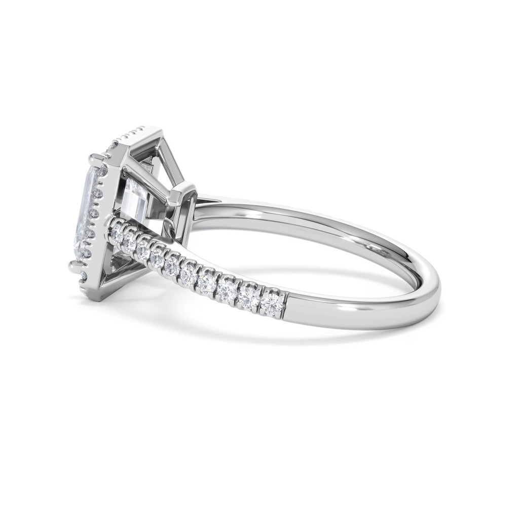 Annabelle Lab Diamond Halo Engagement Ring 18K White Gold 2.75ct F/VS1