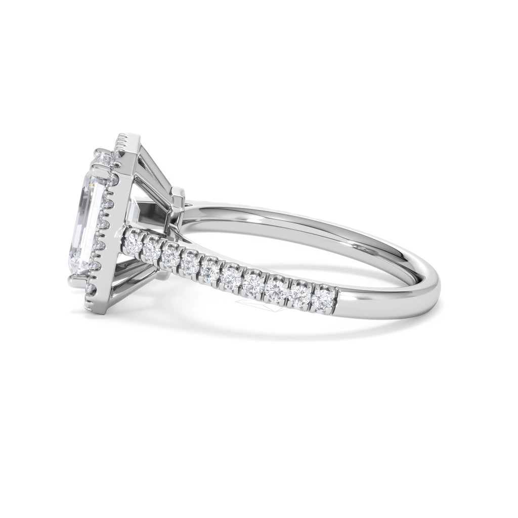 Annabelle Lab Diamond Halo Engagement Ring 18K White Gold 2.75ct F/VS1