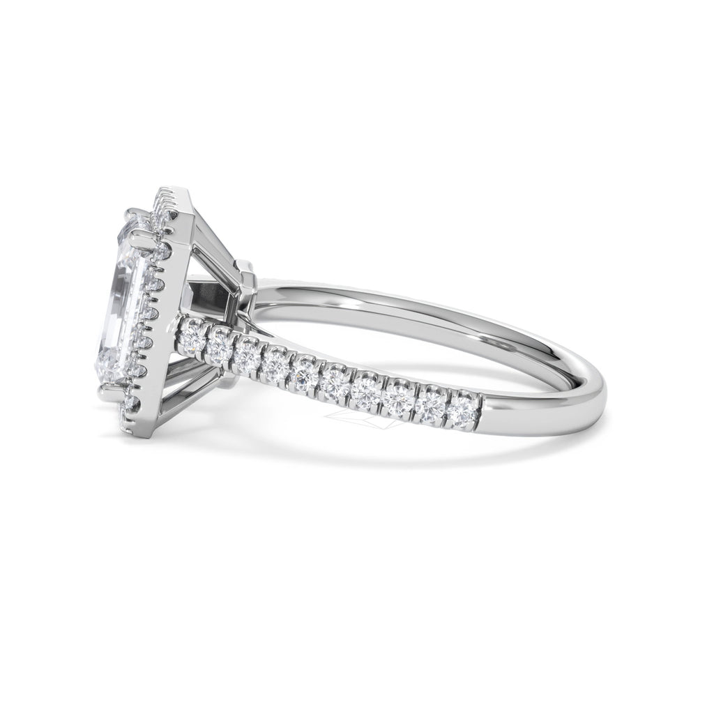 Annabelle Lab Diamond Halo Engagement Ring 18K White Gold 2.75ct F/VS1