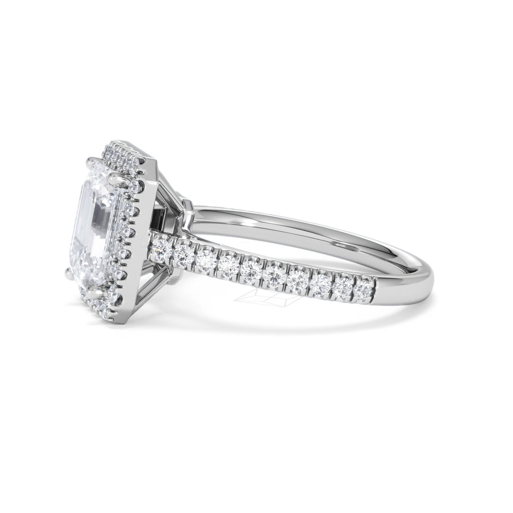 Annabelle Lab Diamond Halo Engagement Ring 18K White Gold 2.75ct F/VS1