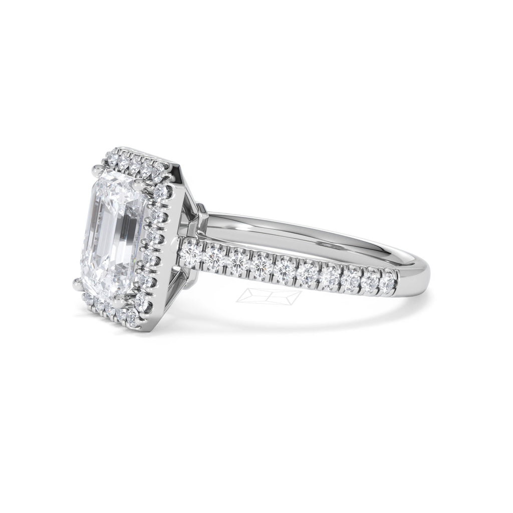 Annabelle Lab Diamond Halo Engagement Ring 18K White Gold 2.75ct F/VS1