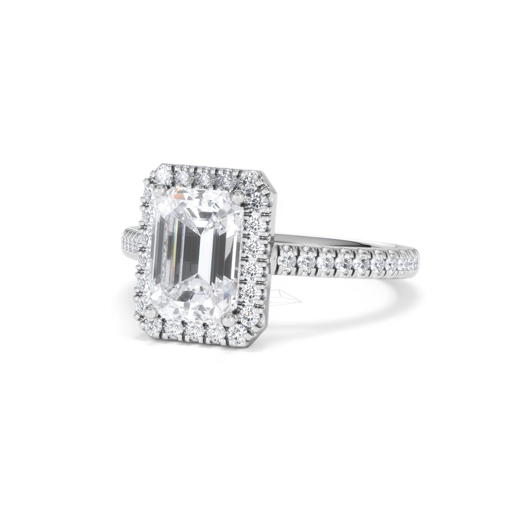 Annabelle Lab Diamond Halo Engagement Ring 18K White Gold 2.75ct F/VS1