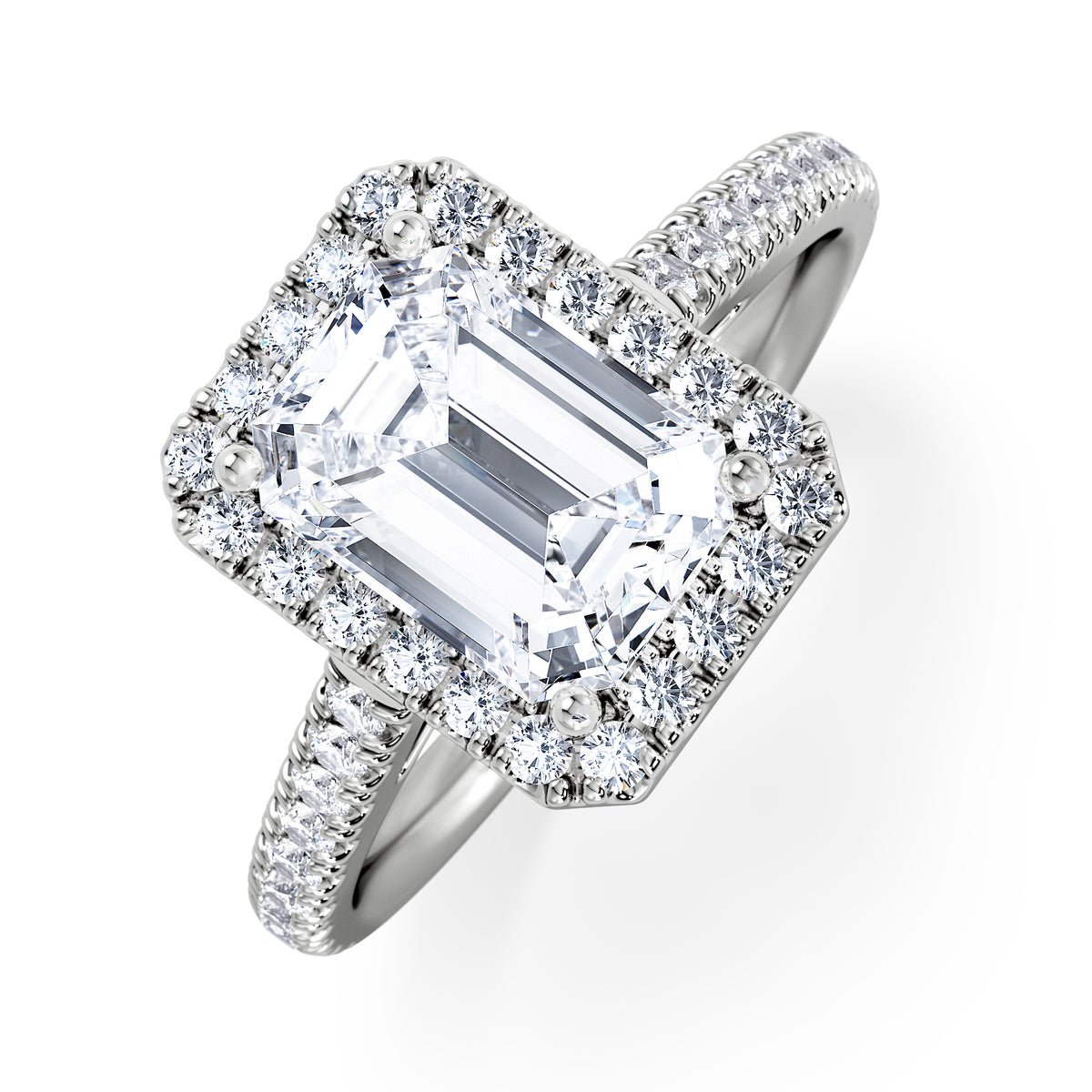 Annabelle Lab Diamond Halo Engagement Ring 18K White Gold 2.75ct F/VS1