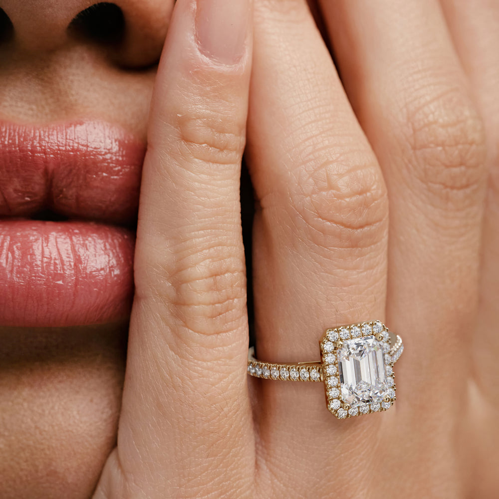 Annabelle Lab Diamond Halo Engagement Ring in 18K Gold 2.75ct F/VS1