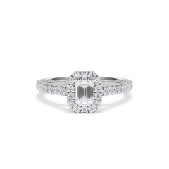 Annabelle Lab Diamond Halo Engagement Ring 18K White Gold 1ct F/VS1