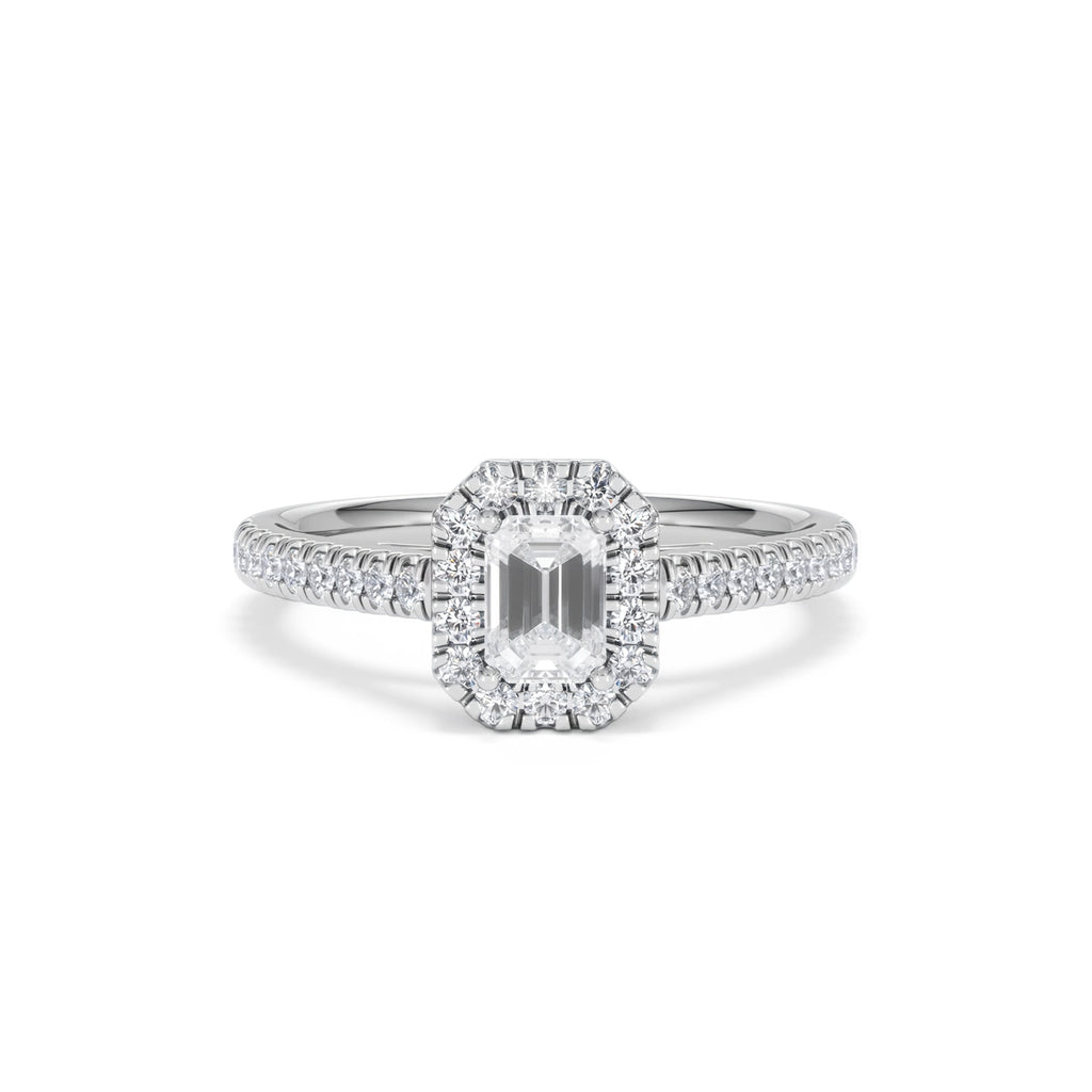 Annabelle Diamond Halo Engagement Ring 18K White Gold 1ct G/VS2