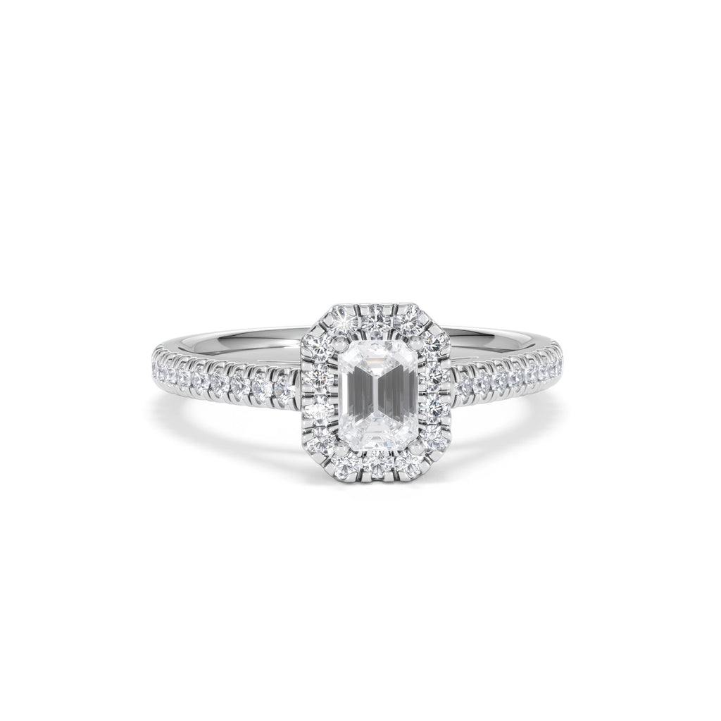 Annabelle Diamond Halo Engagement Ring 18K White Gold 1ct G/VS2