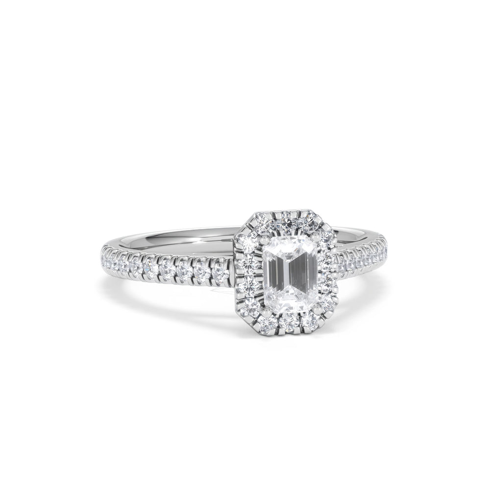 Annabelle Diamond Halo Engagement Ring 18K White Gold 1ct G/VS2