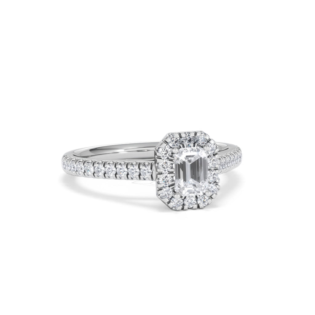 Annabelle Lab Diamond Halo Engagement Ring in Platinum 1ct F/VS1