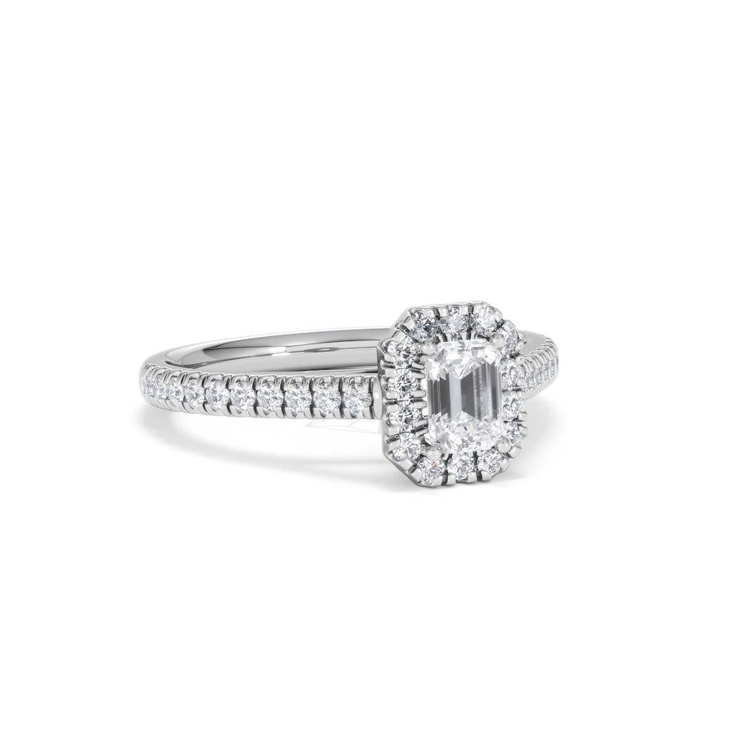 Annabelle Lab Diamond Halo Engagement Ring in Platinum 1ct F/VS1