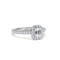 Annabelle Lab Diamond Halo Engagement Ring in Platinum 1ct F/VS1