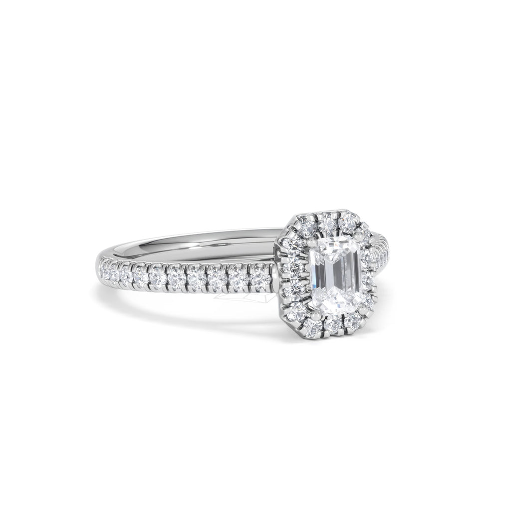 Annabelle Diamond Halo Engagement Ring 18K White Gold 1ct G/VS2