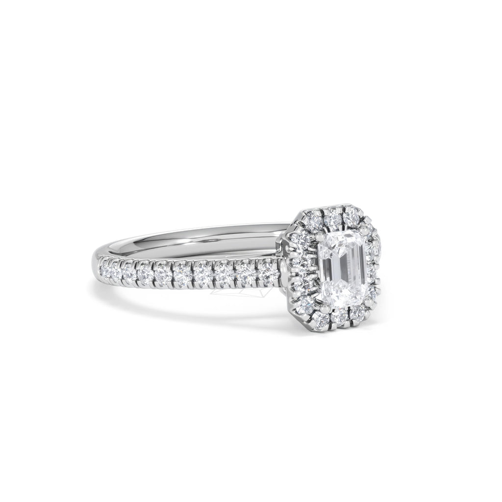 Annabelle Diamond Halo Engagement Ring 18K White Gold 1ct G/VS2