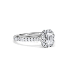 Annabelle Lab Diamond Halo Engagement Ring 18K White Gold 1ct F/VS1