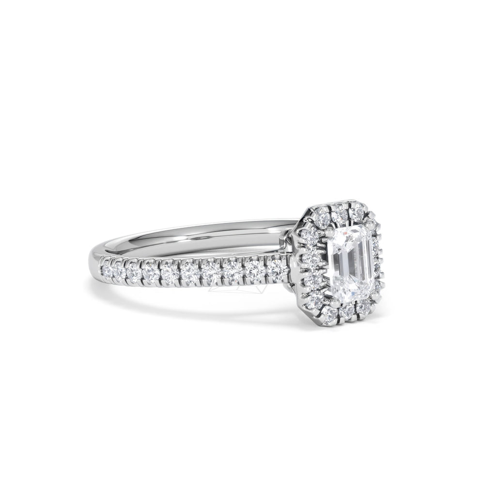 Annabelle Diamond Halo Engagement Ring 18K White Gold 1ct G/VS2