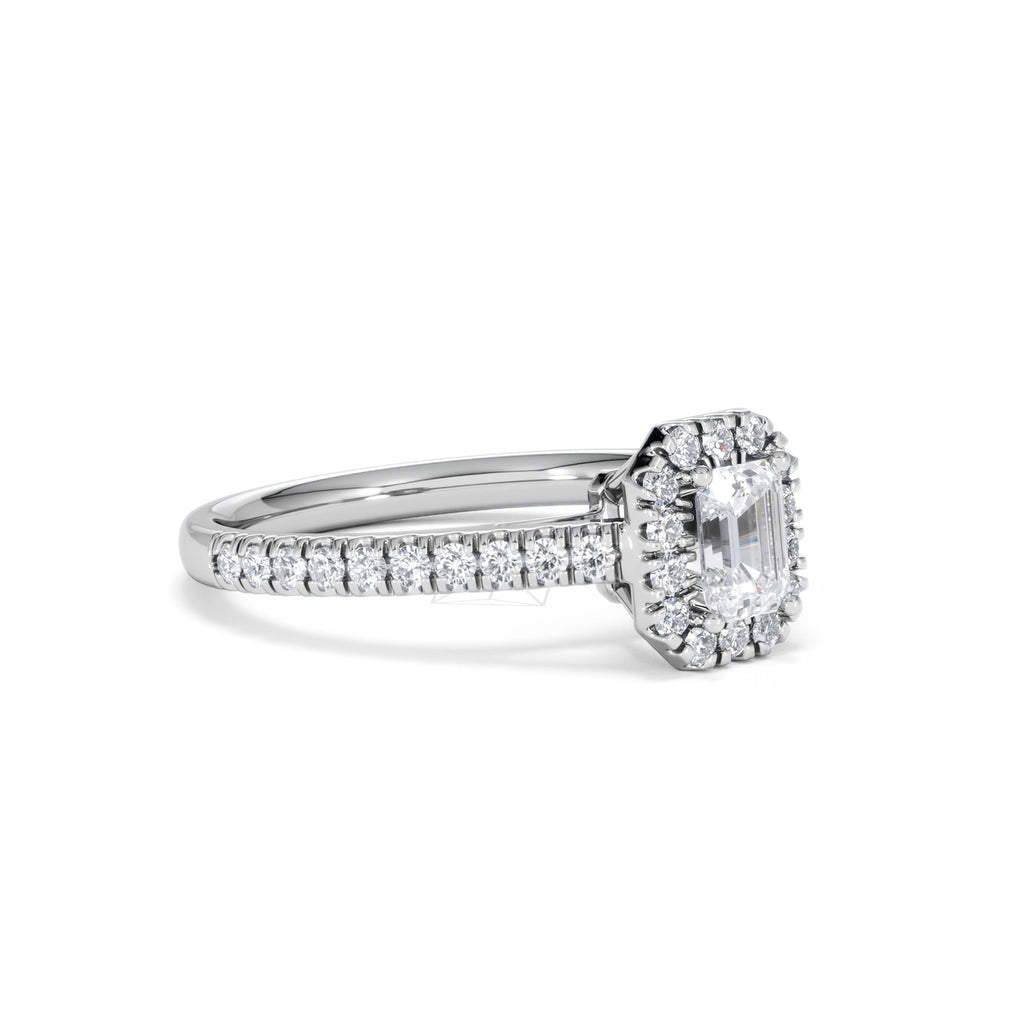 Annabelle Diamond Halo Engagement Ring 18K White Gold 1ct G/VS2