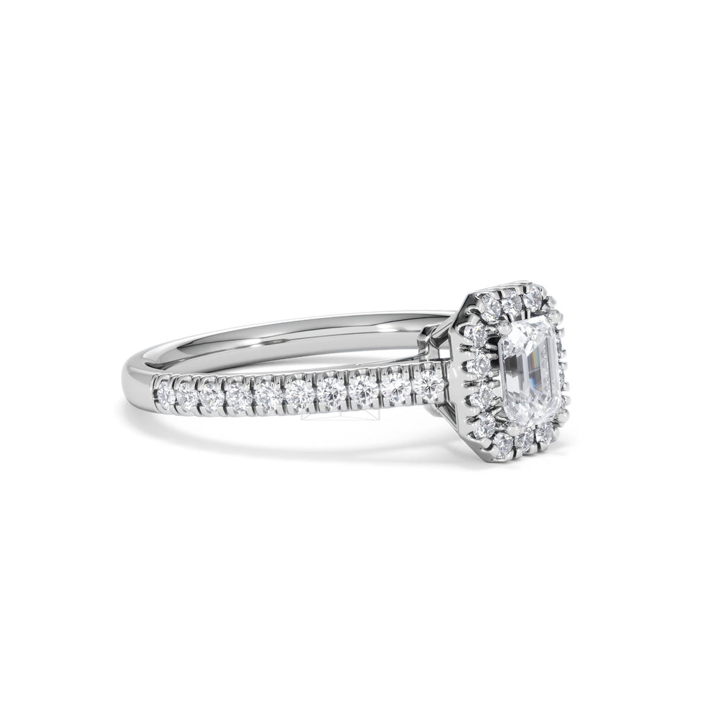 Annabelle Lab Diamond Halo Engagement Ring in Platinum 1ct F/VS1