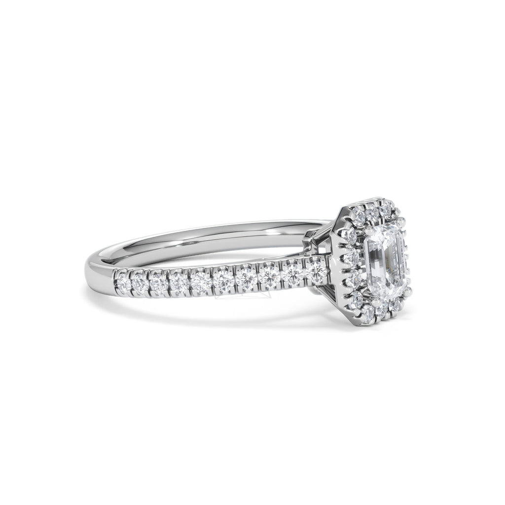 Annabelle Lab Diamond Halo Engagement Ring in Platinum 1ct F/VS1