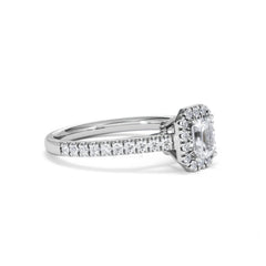 Annabelle Lab Diamond Halo Engagement Ring 18K White Gold 1ct F/VS1