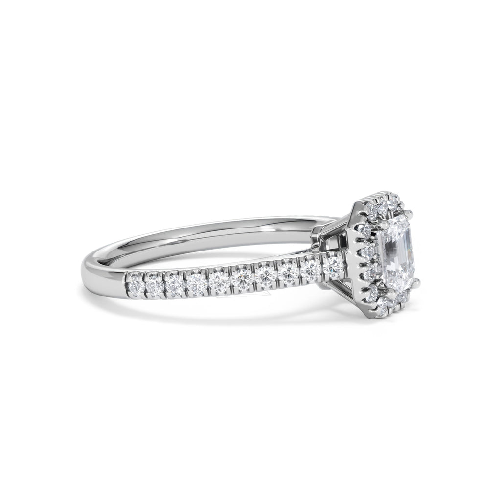 Annabelle Lab Diamond Halo Engagement Ring 18K White Gold 1ct F/VS1