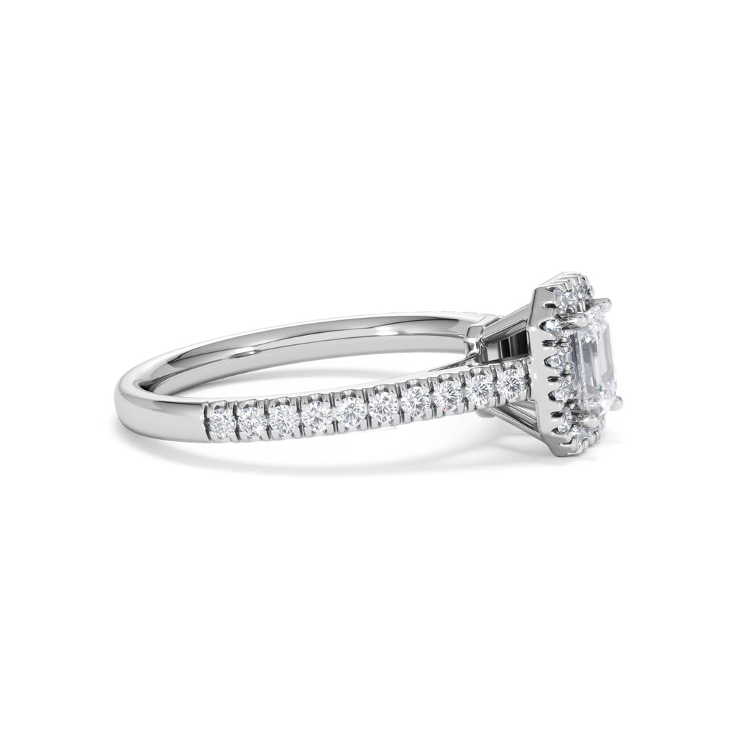 Annabelle Lab Diamond Halo Engagement Ring 18K White Gold 1ct F/VS1