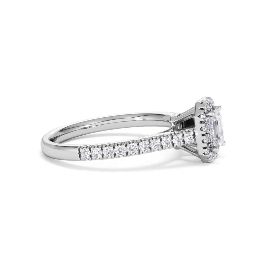 Annabelle Lab Diamond Halo Engagement Ring 18K White Gold 1ct F/VS1