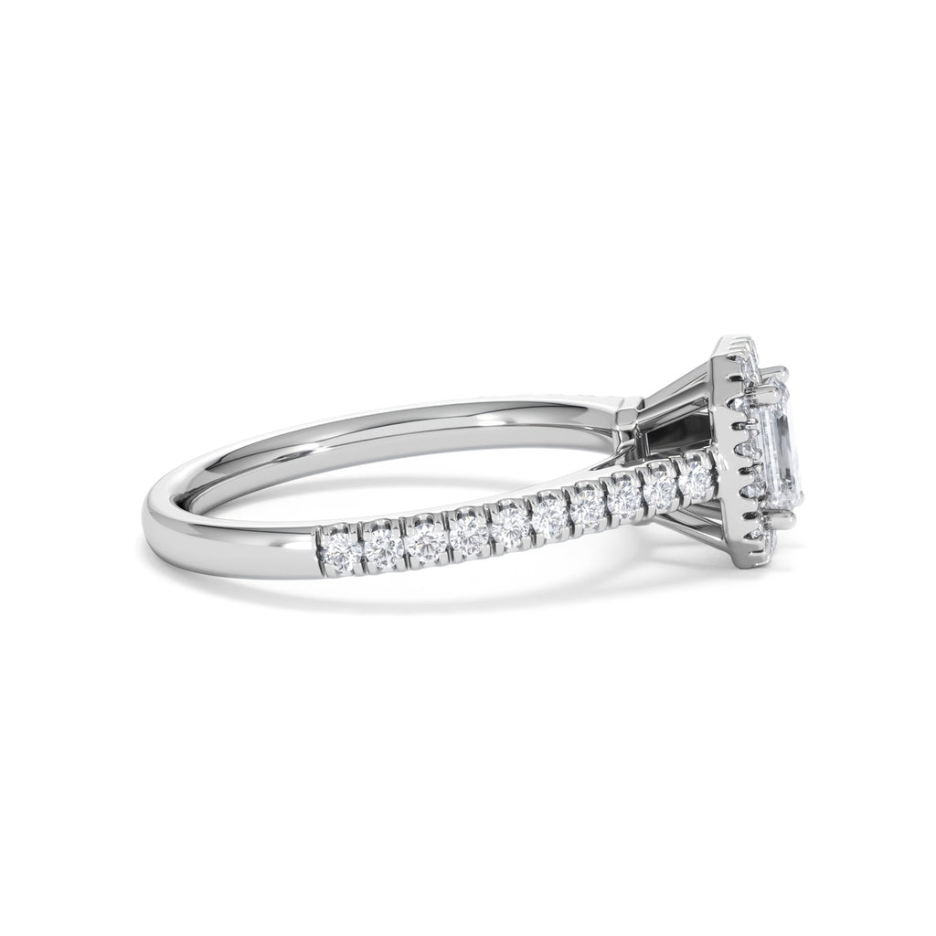 Annabelle Lab Diamond Halo Engagement Ring 18K White Gold 1ct F/VS1