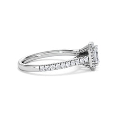 Annabelle Lab Diamond Halo Engagement Ring 18K White Gold 1ct F/VS1