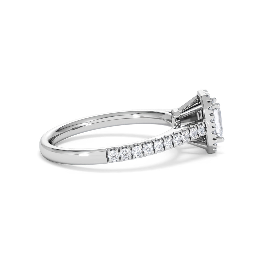 Annabelle Lab Diamond Halo Engagement Ring 18K White Gold 1ct F/VS1