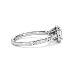 Annabelle Lab Diamond Halo Engagement Ring 18K White Gold 1ct F/VS1