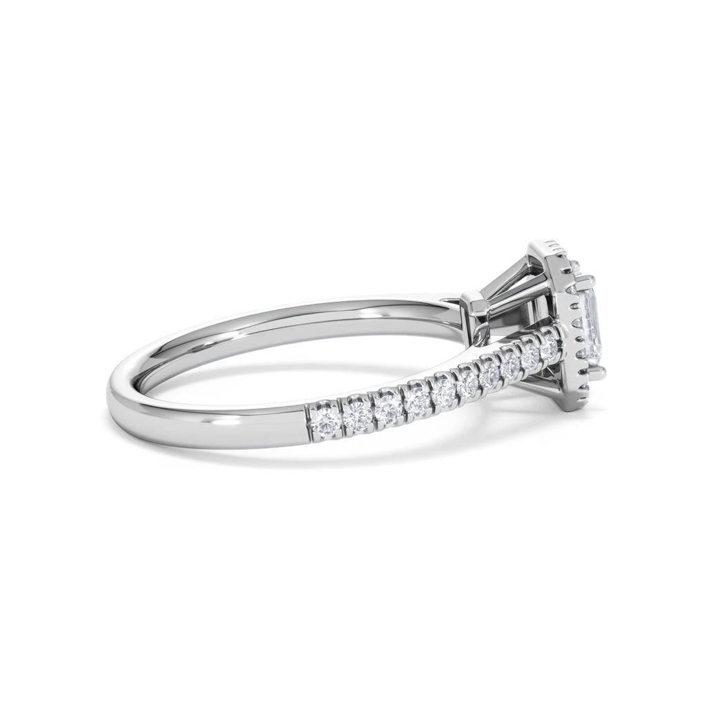 Annabelle Lab Diamond Halo Engagement Ring in Platinum 1ct F/VS1
