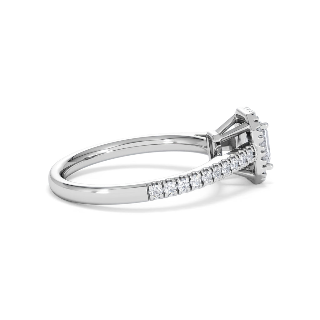 Annabelle Lab Diamond Halo Engagement Ring 18K White Gold 1ct F/VS1