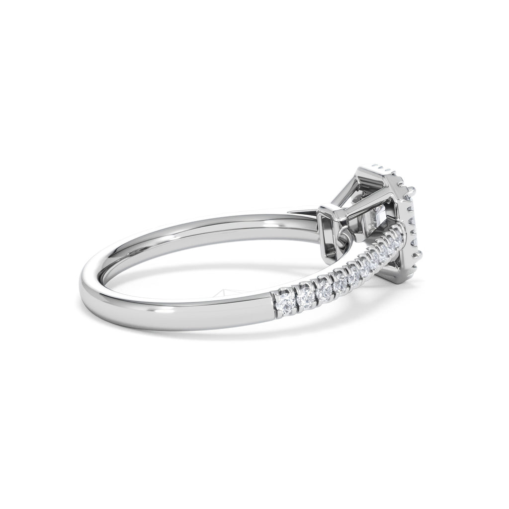 Annabelle Lab Diamond Halo Engagement Ring 18K White Gold 1ct F/VS1